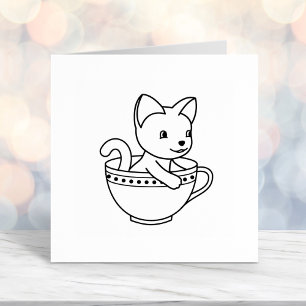 Kitten in a Cup - Cat in a Teacup Self-inking Stamp