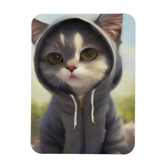 Kitten in a Hoodie Magnet (Vertical)