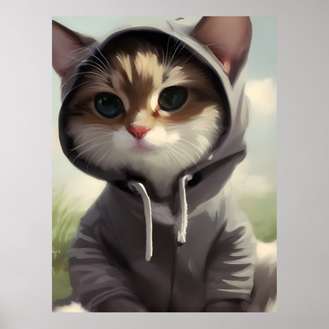 Kitten in a Hoodie Poster (Front)