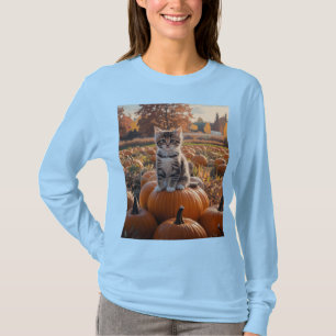 Kitten In A Pumpkin Field Women's T-Shirt
