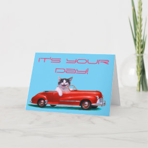 Kitten in a Red Convertible Card