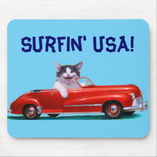 Kitten in a Red Convertible Mouse Mat