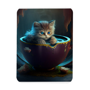 Kitten in a red Teacup Flexible Photo Magnet