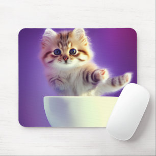Kitten in a teacup (baby animal) mouse pad