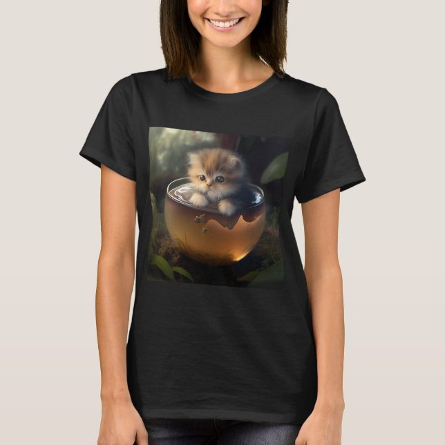 Kitten in a teacup - Cat  T-Shirt (Front)