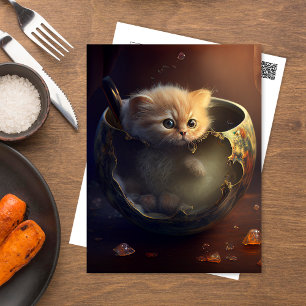Kitten in a transparent broken teacup postcard