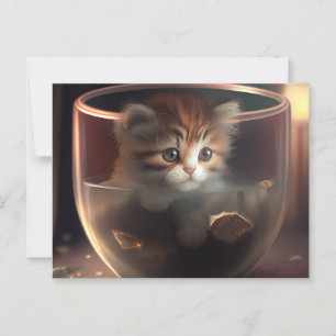 Kitten in a transparent teacup - Cat Postcard