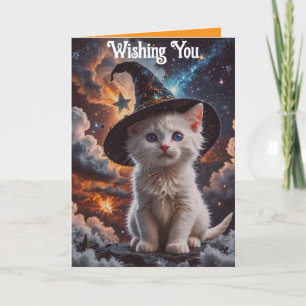 Kitten In A Witch Hat Halloween Card