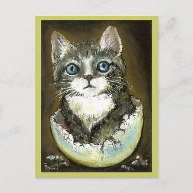 Kitten in an eggshell postcard (Front)