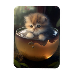 Kitten in an orange teacup Flexible Magnet