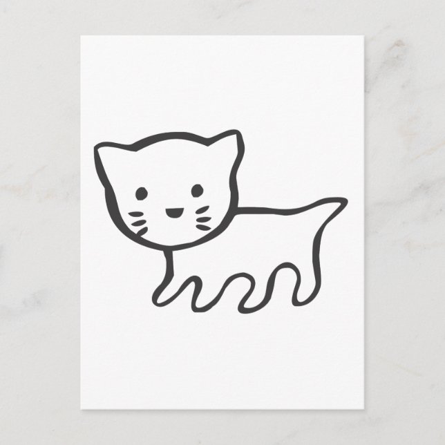 Kitten in Black and White Sketch Postcard (Front)