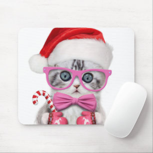 Kitten in Christmas hat Mouse Mat