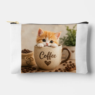Kitten in Coffee Cup Charm Accessory Pouch