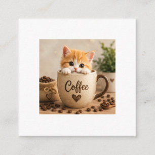 Kitten in Coffee Cup Charm Enclosure Card