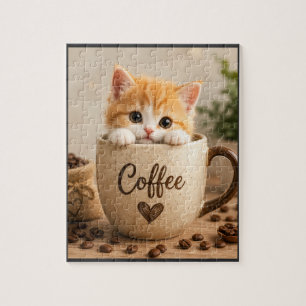 Kitten in Coffee Cup Charm Jigsaw Puzzle