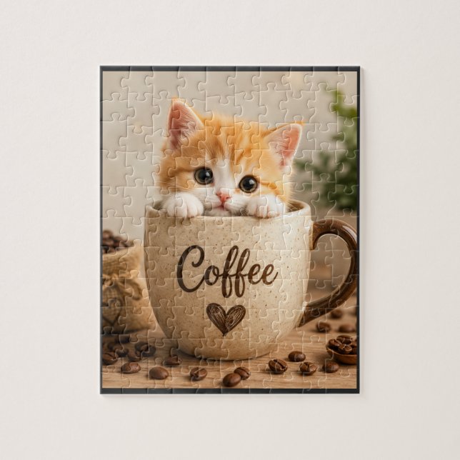 Kitten in Coffee Cup Charm Jigsaw Puzzle (Vertical)