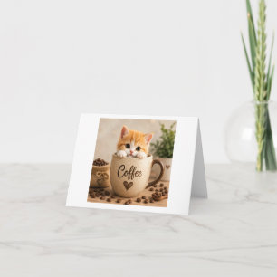Kitten in Coffee Cup Charm Note Card