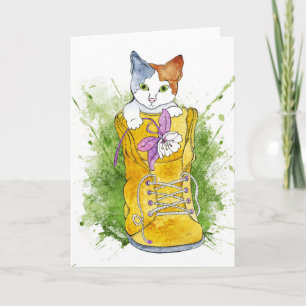 Kitten in Hiking Boot Card