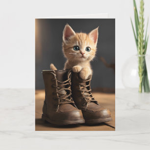 Kitten In Old Boot Card