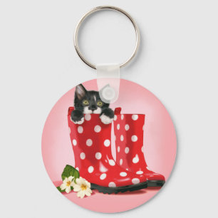 Kitten in Rainboots Key Ring