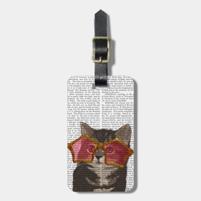 Kitten in Star Sunglasses Luggage Tag (Front Vertical)