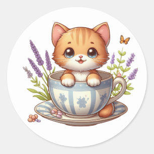 Kitten in Tea cup Stickers