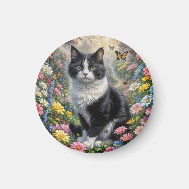Kitten in the flower garden magnet (Front)