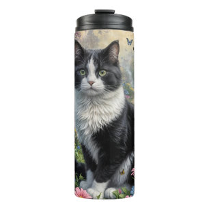 Kitten in the flower garden thermal tumbler