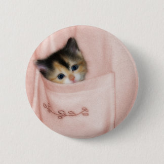 Kitten in the Pocket 2 6 Cm Round Badge