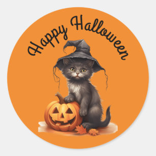 Kitten In Witch's Hat Sticker