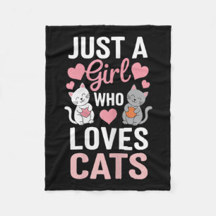 Kitten Just A Girl Who Loves Cats Shirt Cute Cat L Fleece Blanket