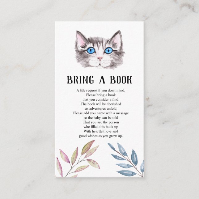 Kitten Kitty Cat Baby Shower Bring a Book Enclosure Card (Front)