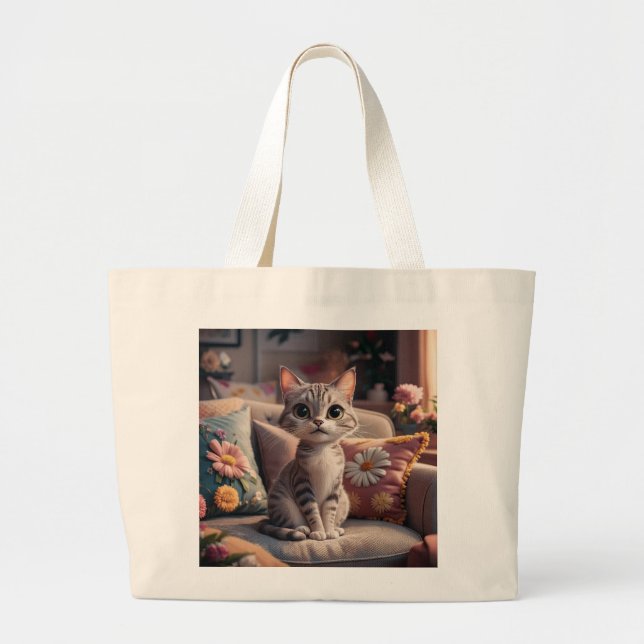 Kitten Large Tote Bag (Front)