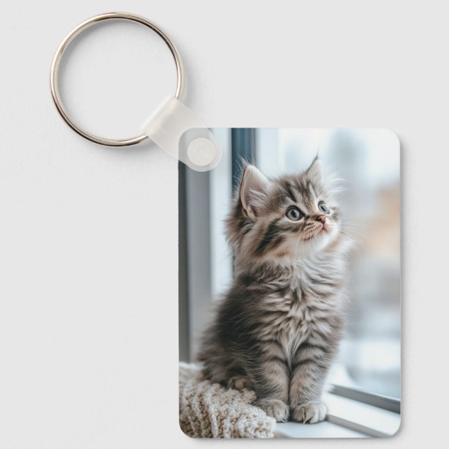 Kitten looking out the window key ring (Front)