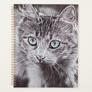 Kitten Love Cute Kitty Cat With Luminous Blue Eyes Planner