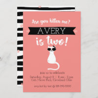 Kitten Me Second Birthday Invitation