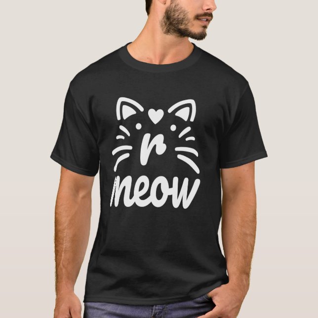 kitten meow monogram initials letter r cat face he T-Shirt (Front)