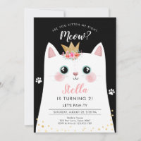 Kitten Meow Teal Crown Girl Kitty Cat Birthday