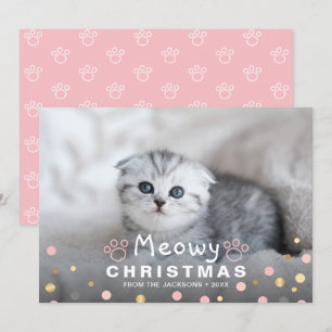 Kitten Meowy Christmas Pet Cat Paws Photo Holiday Card