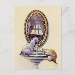 KITTEN MIRROR by SHARON SHARPE Postcard
