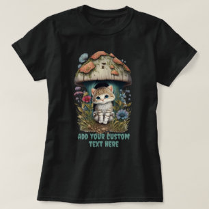 Kitten Mushroom House Floral, Cat Pet Lovers T-Shirt