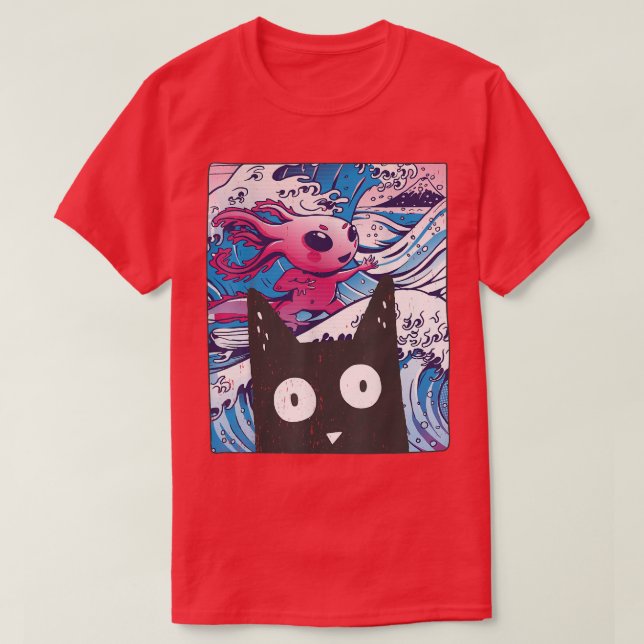 Kitten Neko Synthwave Japan 80s Manga Harajuku Ota T-Shirt (Design Front)