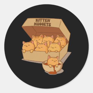 Kitten Nuggets Cute Food Pun Cat Lover Chicken Nug Classic Round Sticker