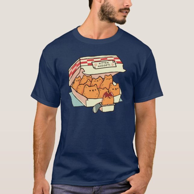 Kitten Nuggets Fast Food Cat retro girl T-Shirt (Front)