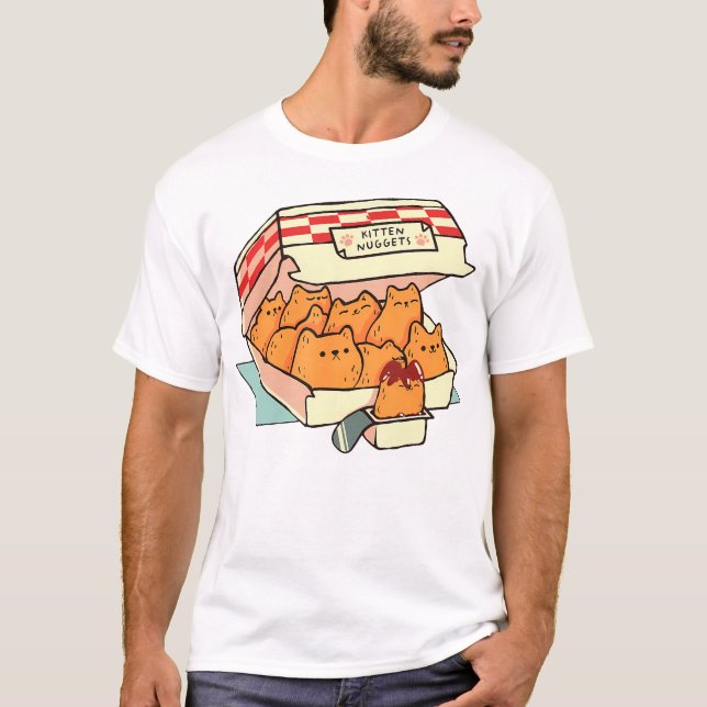 Kitten Nuggets Fast Food Cat T-Shirt (Front)