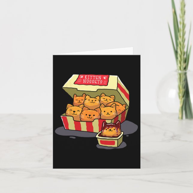 Kitten Nuggets Food Pun Cat Lover Gift Chicken Nug Card (Front)