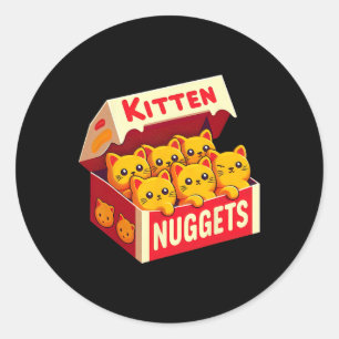 Kitten Nuggets Food Pun Cat Lover Gift Chicken Nug Classic Round Sticker