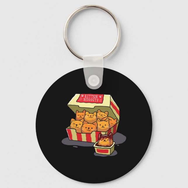 Kitten Nuggets Food Pun Cat Lover Gift Chicken Nug Key Ring (Front)