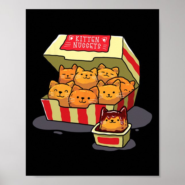 Kitten Nuggets Food Pun Cat Lover Gift Chicken Nug Poster (Front)