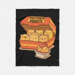 Kitten Nuggets Fun Cute Food Pun Cat Lover Chicken Fleece Blanket